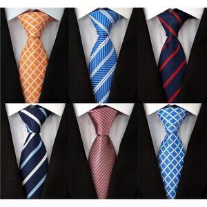 Mens silk necktie set 6 pack woven jacquard ties formal business wedding